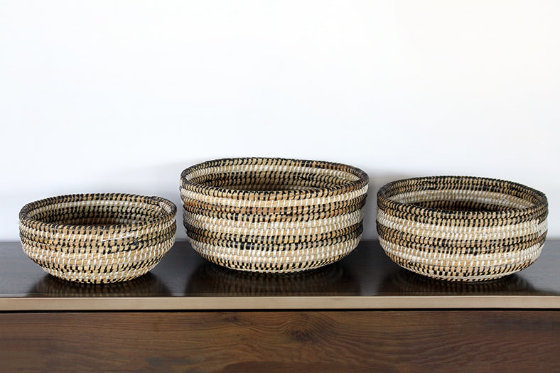SBASK14 - Set Of 3 Nihom Woven Straw Baskets