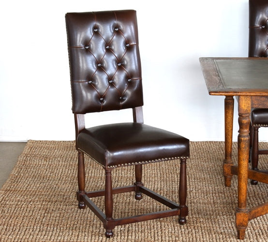 SC140 Connor Tufted Leather Dining Chair