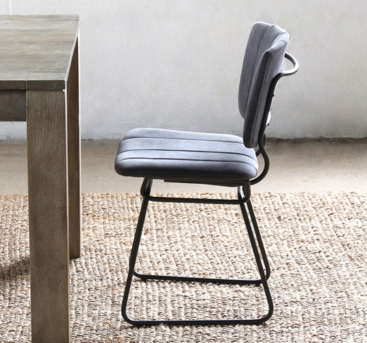 SC141 Grey Canvas Mid-Century Dining Chair with Black Wire