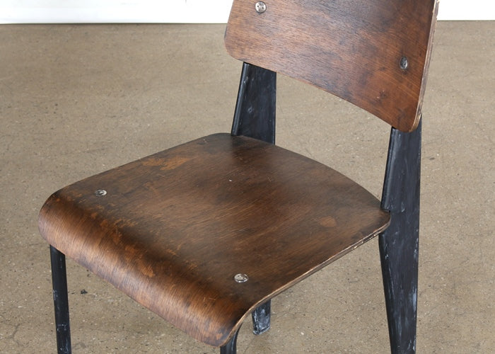 Vintage Black Metal and Reclaimed Wood Side Chair