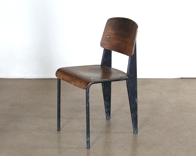 Vintage Black Metal and Reclaimed Wood Side Chair