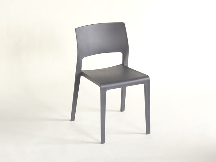SC159 Molded Plastic Cafe Side Chair in Dark Gray