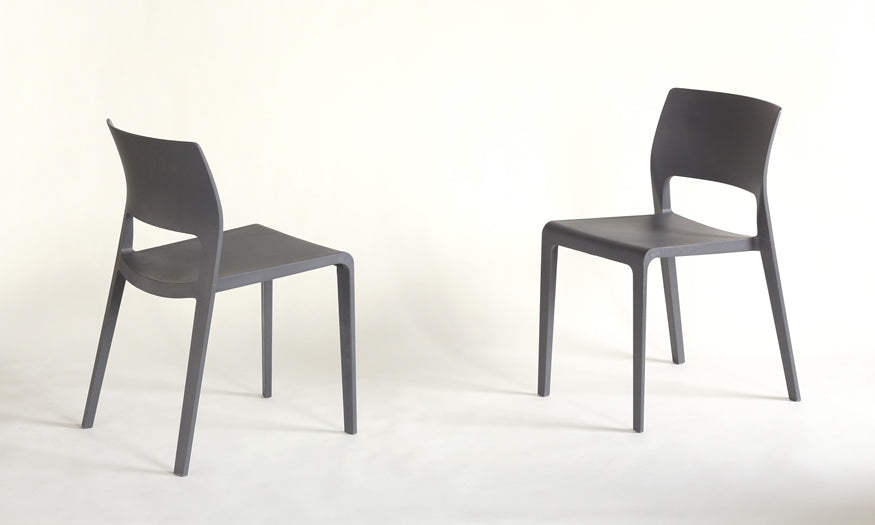 SC159 Molded Plastic Cafe Side Chair in Dark Gray