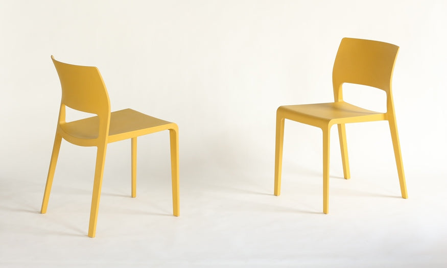 SC160 Molded Plastic Cafe Side Chair in Mustard Yellow