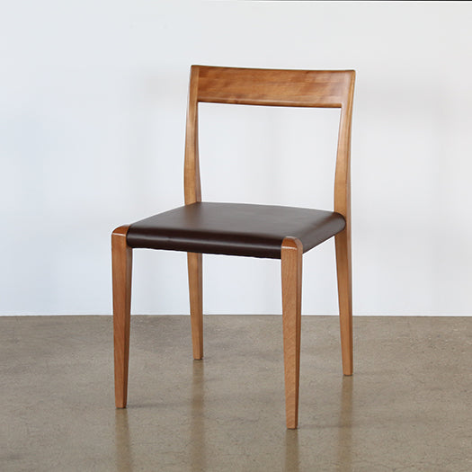 Walnut And Brown Leather Chair