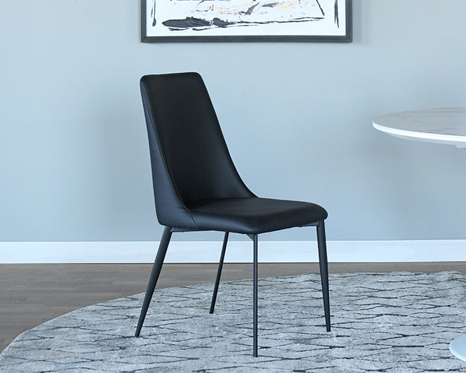 Black Leatherette Side Chair On Black Metal Legs