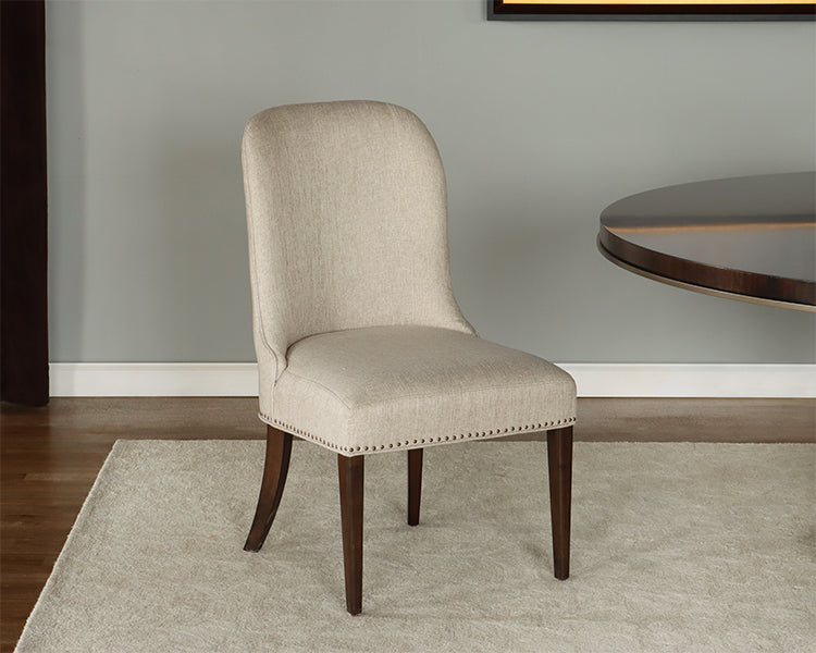 Neutral Brushed Fabric Side Chair w/ Tapered Legs