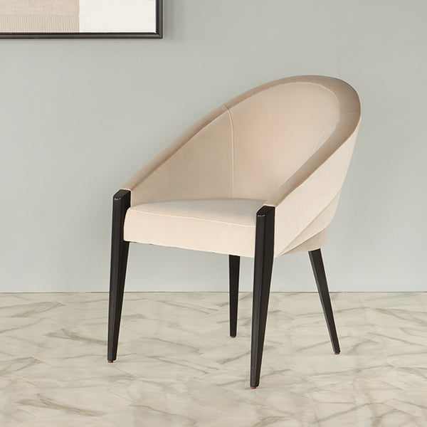 Plush Velvet Curved Back Side Chair w/ Tapered Legs