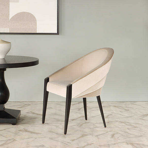 Plush Velvet Curved Back Side Chair w/ Tapered Legs