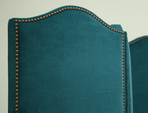 Mitchell Gold Eve 3-Panel Screen with Nailhead in Gilmore Teal