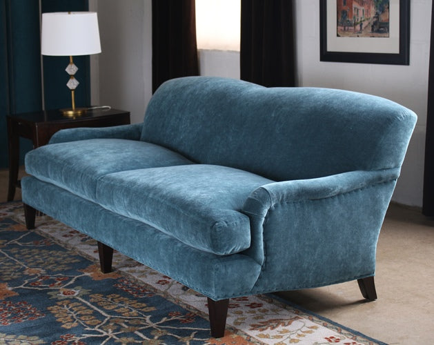 SF133 Peacock Coral Velvet Sofa with 2 Matching Pillows
