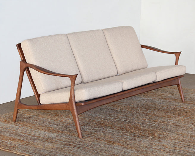 SF203 Danish Modern Sofa With Beige Upholstery