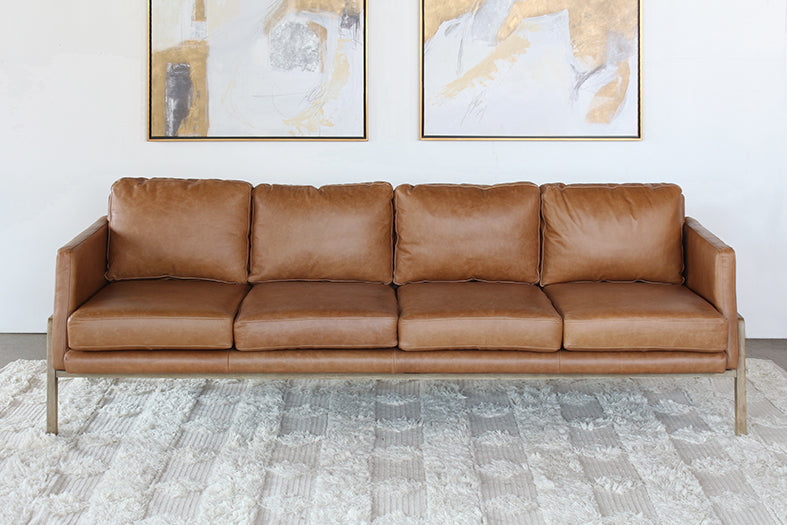 SF230 - Natural Oak Track Sofa with Butterscotch Leather
