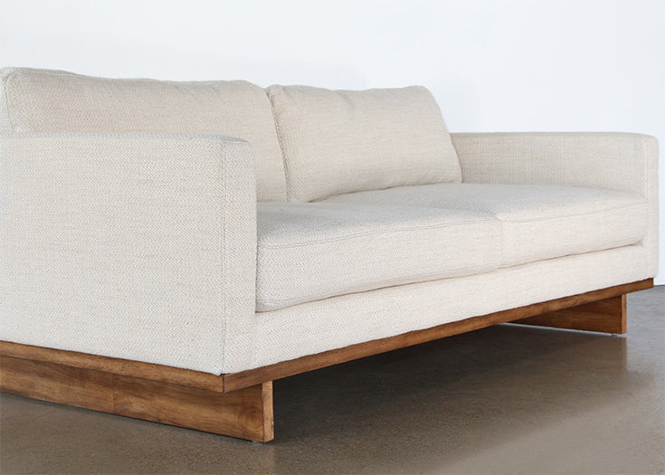 SF232 - Natural Oak Track Arm Sofa With Ivory Upholstery