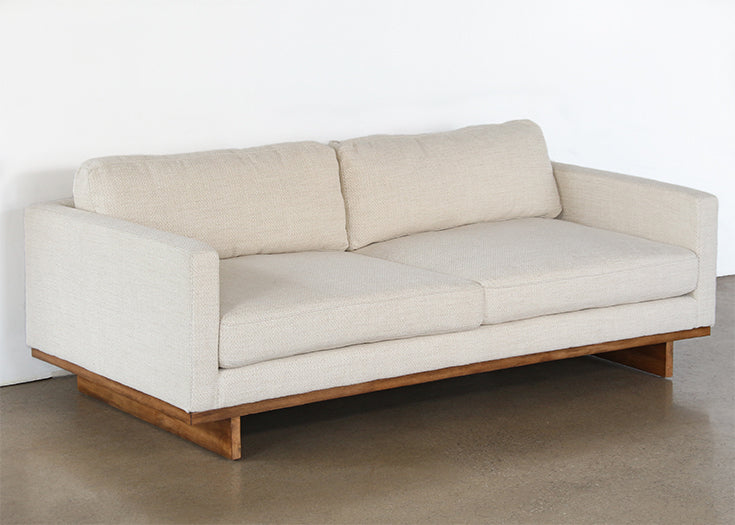 SF232 - Natural Oak Track Arm Sofa With Ivory Upholstery