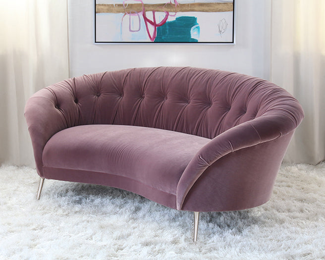 Rose Velvet Tufted Sofa with Splayed Legs