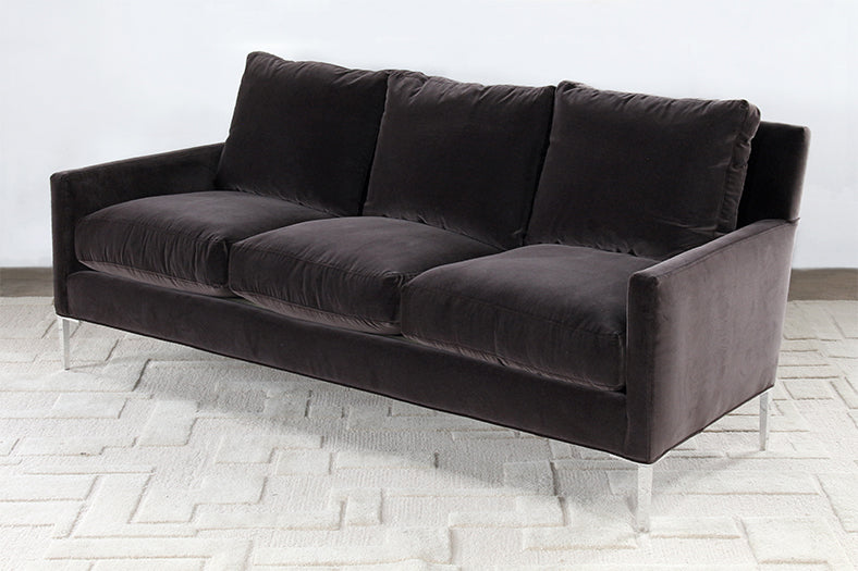 SF238 - Modern 3 Seat Sofa In Smoke Grey Velvet