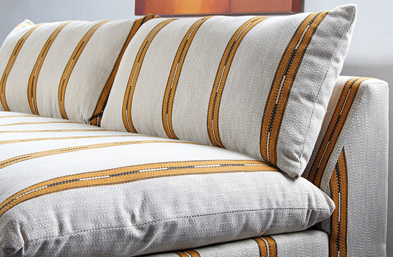 SF250 - Armless Oatmeal And Amber Stripe Sofa
