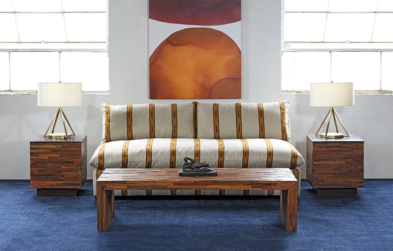 SF250 - Armless Oatmeal And Amber Stripe Sofa