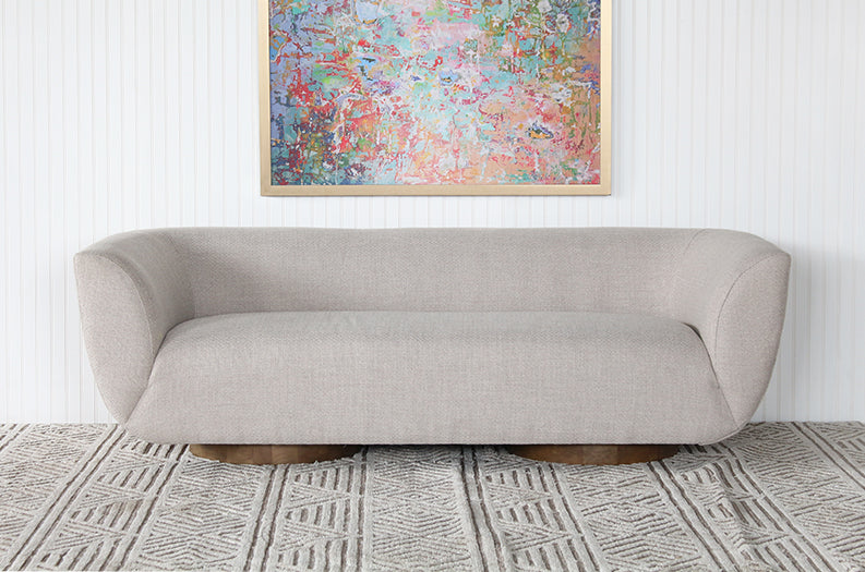 Modern Rounded Taupe Sofa On Column Legs