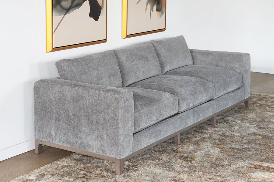 Modern Grey Chenille Sofa w/ Tapered Leg