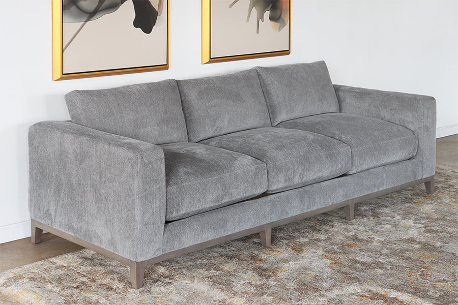 Modern Grey Chenille Sofa w/ Tapered Leg