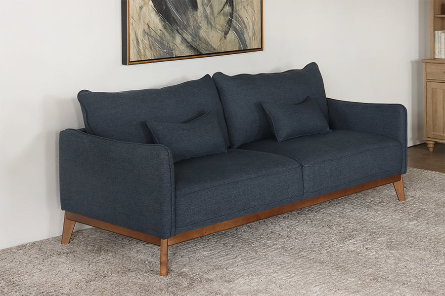 Modern Navy Sofa w/ Wooden Base