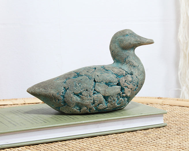 SFIG153 - Stone Duck Figurine With Patinaed Finish