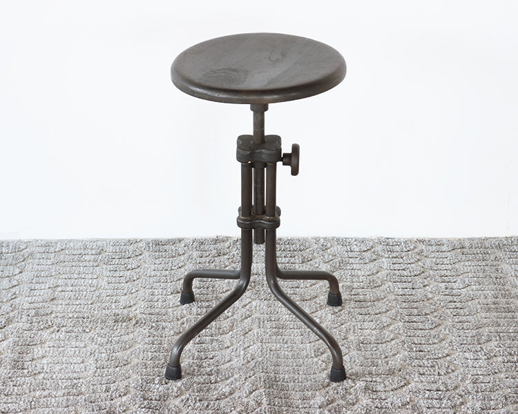 Sapele Hardwood And Steel Adjustable Drafting Stool