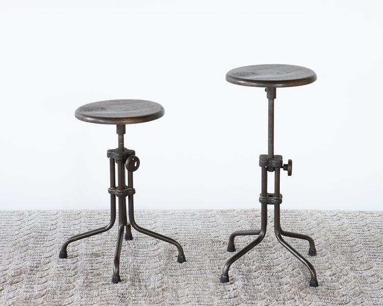 Sapele Hardwood And Steel Adjustable Drafting Stool