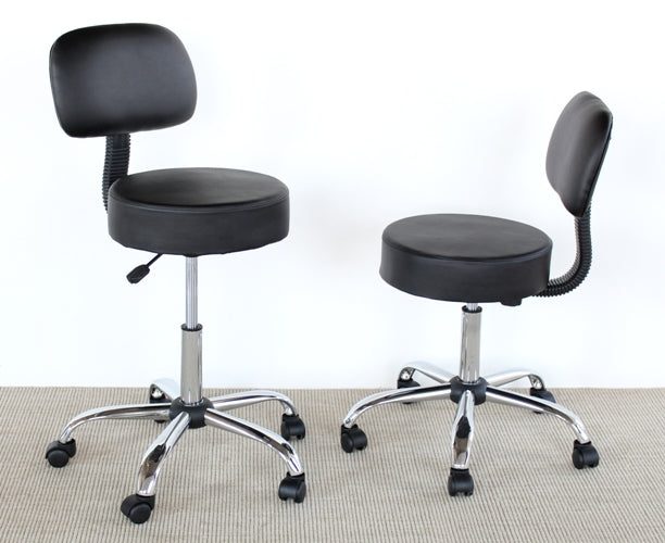 Black Vinyl Medical Stool with Backrest