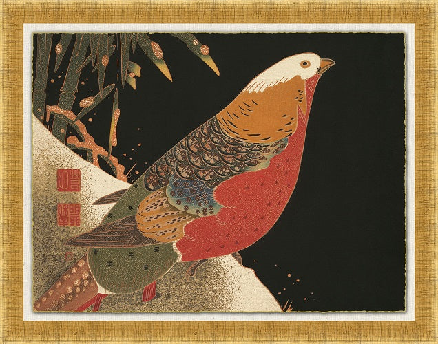 Vintage Birds On Black 4 27.5W X 30.5H