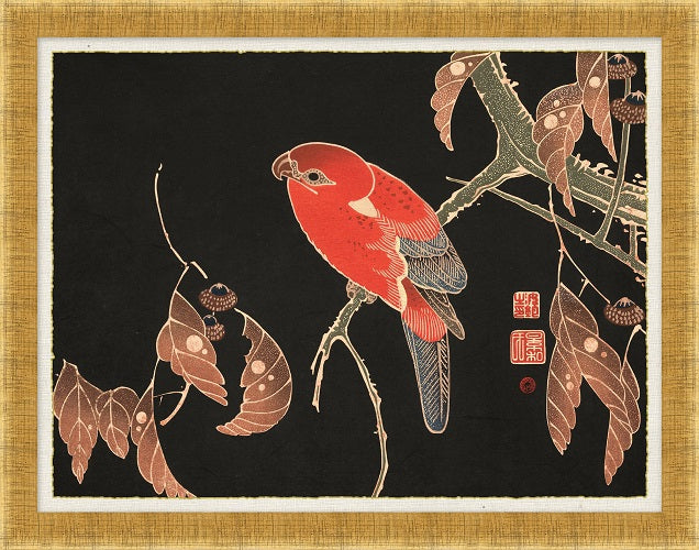 Vintage Birds On Black 3 27.5W X 30.5H