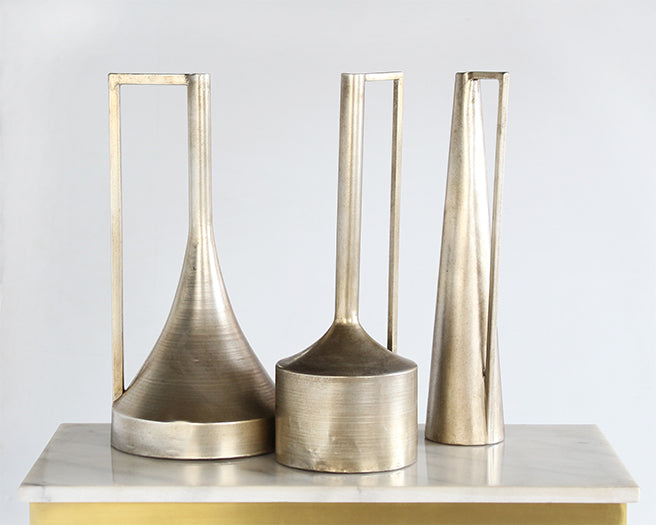SVS112 Set of 3 Handled Bronze Vases