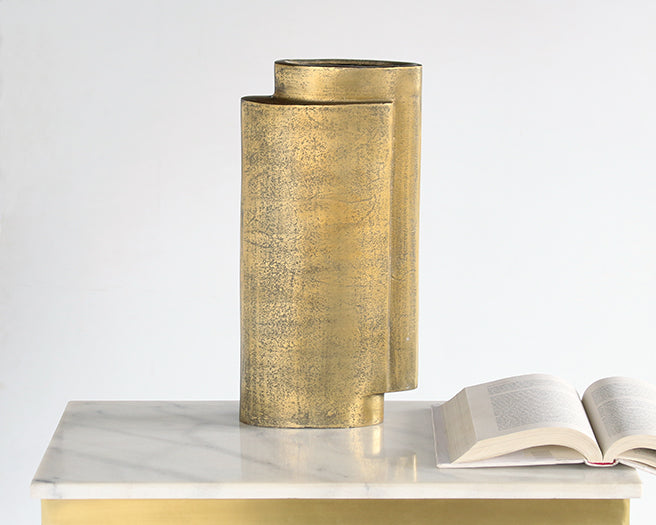 SVS113 Set of 2 Brass Tiered Vases