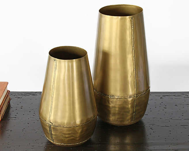 Set Of Two Antique Brass Vases