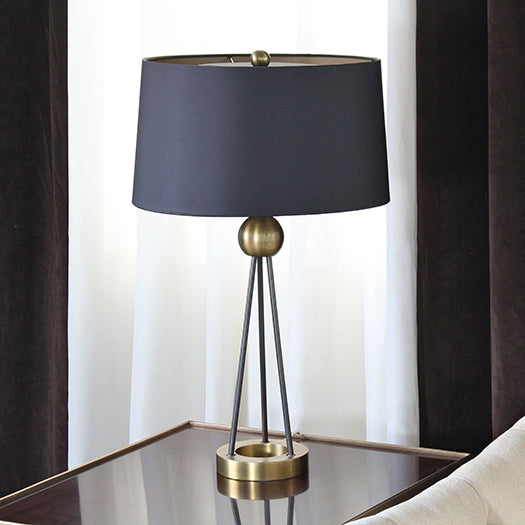 Antique Brass and Black Iron Lamp