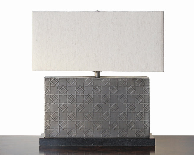 Rectangular Table Lamp With Geometrical Design