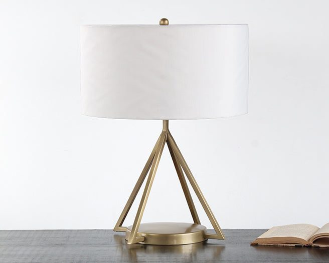 Open Pyramid Table Lamp In Brass Finished Steel