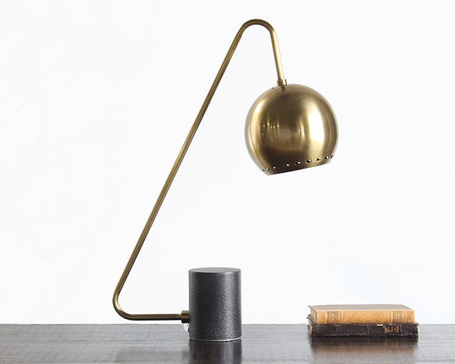 Hanging Globe Table Lamp In Antique Brass