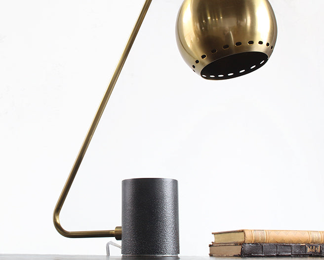 Hanging Globe Table Lamp In Antique Brass