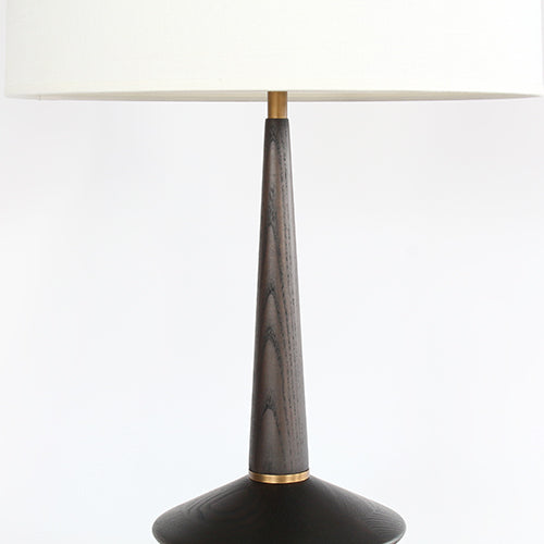 Dark Walnut And Brass Mid Century Style Table Lamp