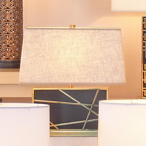 Rectangular Geometric Brass Overlay Table Lamp