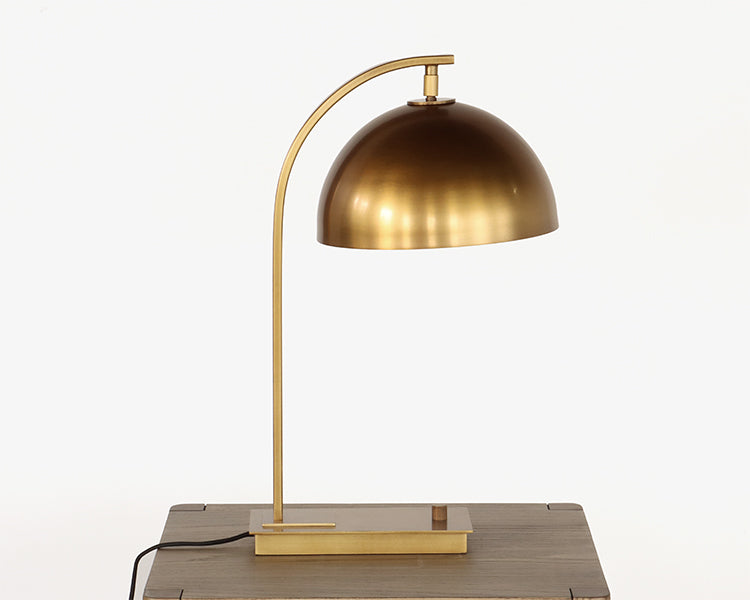 Brass Arch Neck Table Lamp w/ Swiveling Shade