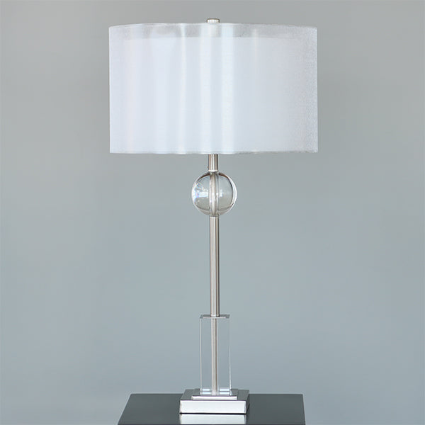 Crystal Block and Orb Table Lamp
