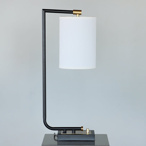 Brass and Black Metal Desk Lamp with Charger