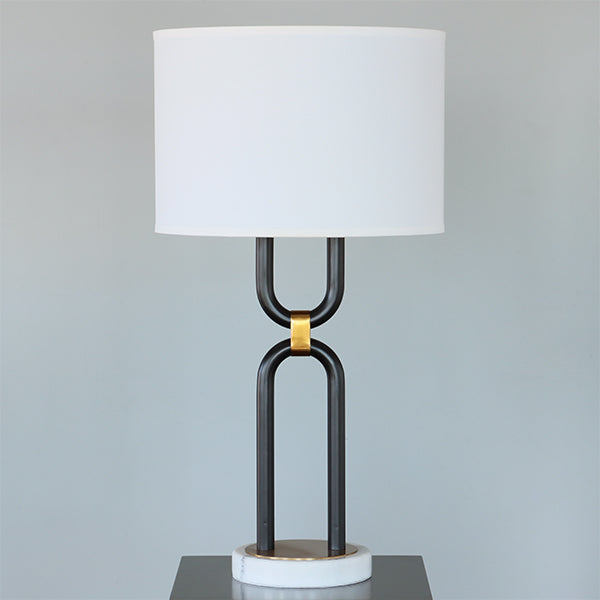 Double U Black and Brass Table Lamp