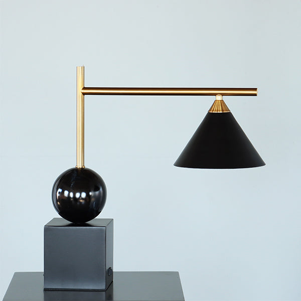 Geometric Black and Brass Desk Lamp