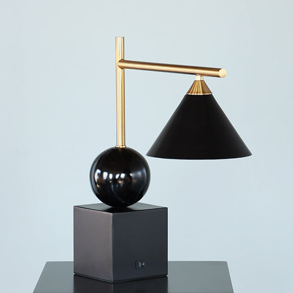 Geometric Black and Brass Desk Lamp