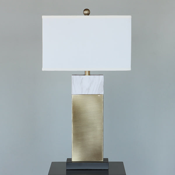 Matte Brass and White Marble Finish Table Lamp